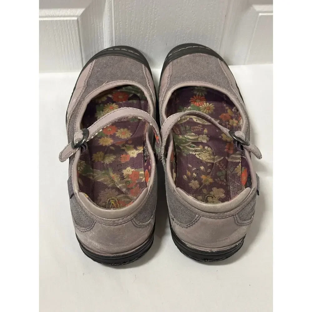 KEEN Mary Jane Flats Lavender Gray Canvas Leather Comfort Shoes Women’s US 9.5